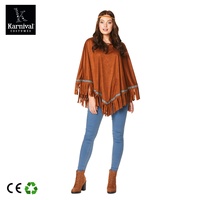 Poncho de cow-boy indien pour femme avec franges, robe hippie traditionnelle et haut en daim pour adulte