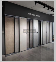 Présentoir moderne en acier de haute qualité pleine hauteur YEK pour carreaux de sol, avec plateaux coulissants horizontaux pour dalles de céramique en showroom