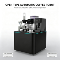 Robot à café entièrement automatisé à bras unique et conception ouverte, pour café fraîchement moulu, 24h/24 sans personnel