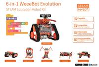 Kit de Robot de vapor Weeebot Evolution 6 en 1 con tableros educativos y de fabricante, coche de Metal, juguete DIY para enseñanza escolar, programación de codificación