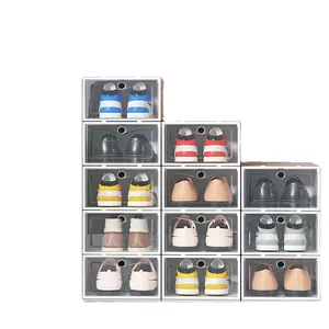 가장 저렴한 투명 플라스틱 풀 힐 선물 포장 분리 가능한 개인화 된 대형 플립 운동화 신발 보관 상자