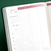 Agenda hebdomadaire 2026 A6 en cuir PU avec pages à bords colorés, ouverture à plat, pour étudiant