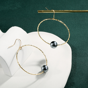 Orecchini minimalisti in oro 14k all'ingrosso Stock grandi orecchini eleganti orecchini a cerchio grosso per le donne gioielli a basso costo - Product Image 6