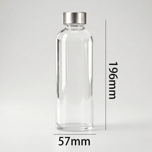Botella de Vidrio Super-Flint de 350 ml con Tapa de Acero Inoxidable, Envase Portátil de Lujo para Licores, Jugos, Agua, Personalizable - Product Image 6