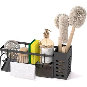 Distributeur de savon noir en acier inoxydable 304 antirouille, organiseur de cuisine et support de rangement sous évier de salle de bain - Product Image 2