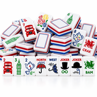 Set Mahjong Inggris dan Amerika untuk Pemula dan Profesional, Bus Bertingkat, Big Ben, Teko, Payung, Permainan Ubin Meja