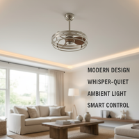 Ventilateur de plafond LED moderne à moteur DC avec télécommande, pales de 20 pouces, construction métallique, lumières LED réglables 3 couleurs, chambre à coucher, 6 vitesses