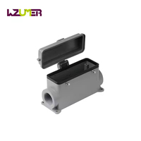 WZUMER HDC Alta construcción 4 pernos 2 Entrada de cable Carcasa de conector resistente con cubierta de plástico