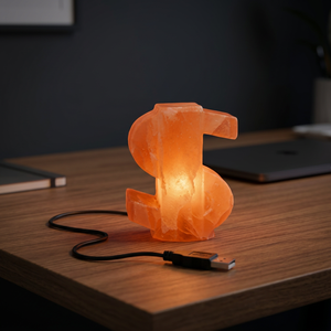 โคมไฟเกลือหิมาลัยธรรมชาติขนาดเล็กแบบ OEM พร้อมหลอดไฟ LED และปลั๊ก USB รูปทรงเรขาคณิต สลักลายตามหลักฮวงจุ้ย เป็นมิตรกับสิ่งแวดล้อม จำหน่ายแบบขายส่ง - Product Image 1