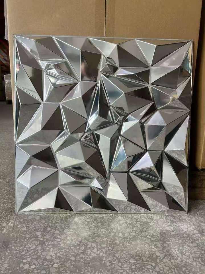 Modern 3D PVC Wall Panel 3d Diamond Plastic Panel Golden Silver Mirror ...