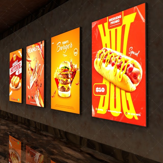 Advertising Aluminum Frame Acrylic logo Illuminated LED Display Sign Board Led Menu Ultra Thin Poster Slim Light Box Display