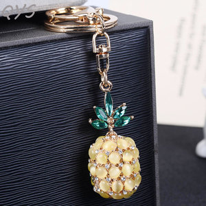 QYS Rhinestone Pineapple Keychain Colorful Crystal Fruit <b>Bag</b> Charm Metal <b>Key</b> <b>Ring</b> Car Accessory Gift - Product Image 3
