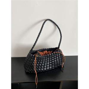 2025 fournisseur en gros en ligne mode PU cuir femmes unique épaule tissé sac motif géométrique étanche à l'eau fermeture ouverte - Product Image 5