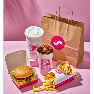 Boîte à emporter pour frites de couleur rose, emballage pour restauration rapide, boîte à emporter jetable pour déjeuner, boîte à hamburger, boîte à poulet frit, contenant alimentaire en papier - Product Image 5