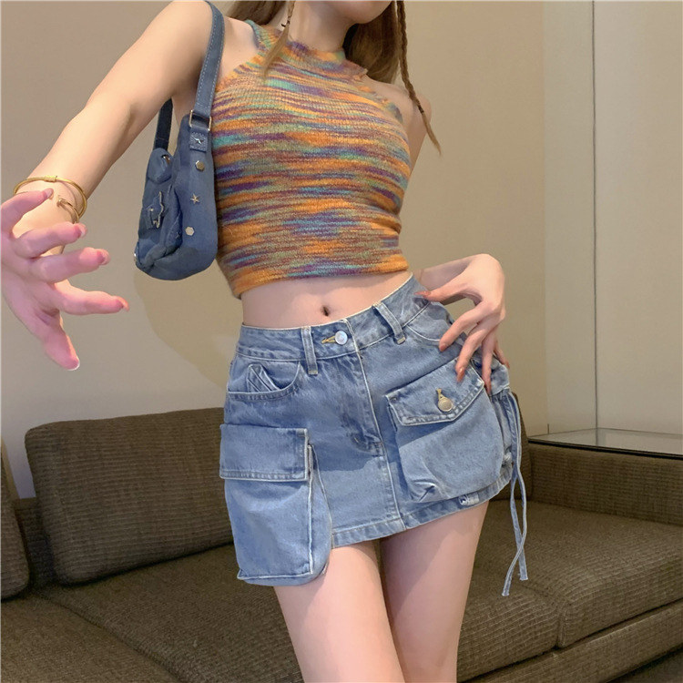 Jupe Femme Denim & Co. - Bleu Coton - Taille 8 - Coupe A-line - Longueur Midi