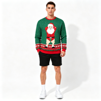 Sweat-shirt à col rond pour homme en polyester avec impression intégrale personnalisée, motif Père Noël amusant, pour les fêtes de Noël