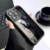 Coque de téléphone portable antichoc en TPU avec motif cheval blanc et noir, style objectif d'appareil photo, pour iPhone 12 13 14 15 16 17 18 Pro Max