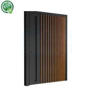 Puerta Pivotante de Entrada Moderna, Diseño de Lujo, Aluminio Negro, Acero Inoxidable, Impermeable, para Villa, Puerta de Seguridad Exterior - Product Image 3