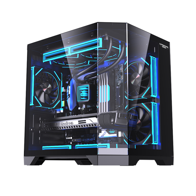 Lovingcool Mid Tower Gaming PC Case Tempered Glass ITX MATX Computer Chassis Support High Air Flow 240 ARGB Liquid Cooler