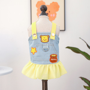 PETCIRCLE Pet Circle Spring/Summer Dog & Cat <b>Cute</b> Pet Suspenders with Leash and Honey <b>Bear</b> Denim Skirt - Product Image 5