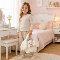 Zoete pluche dieren tas serie met geruite strikken, verzamelbare Kawaii handtas voor een schattig cadeaudoosje