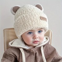 Nouveau Design Personnalisé Doux Mignon Ours Oreille Toque Solide Crâne Bonnet Chapeau Avec Logo Personnalisé Bienvenue