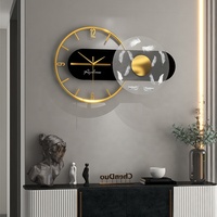 Jam dinding logam 3d, hiasan rumah ruang makan, jam dinding antik minimalis Nordik senyap kreatif, jam dinding logam 3d dengan lampu
