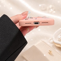 Étui de téléphone pour iPhone en cuir PU perlé antichoc de luxe