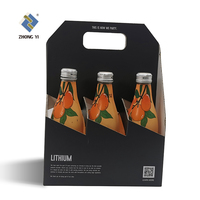 Porte-bouteille de vin en carton avec Logo personnalisé, paquet de Six paquets, vente en gros, poignée Portable bon marché, emballage en papier ondulé, porte-bouteille de bière 6