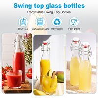 Bouteilles en verre à couvercle basculant 16oz avec couvercle hermétique pour diffuseur à bâtonnets, fermentation, extrait de vanille, huile et brassage maison