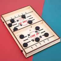 Mini Jeu de Hockey de Table Éducatif en Bois Écologique pour Intérieur, Jeu Rapide de Lancer de Pucks Multicolore