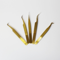 Pince à épiler professionnelle pour extensions de cils MANJESEN modèle 002, couleur or champagne, micro-précision, acier inoxydable, pointe lisse, droite