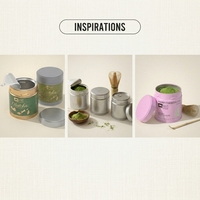 Boîte à thé en métal vide de qualité supérieure, de qualité alimentaire, personnalisée, écologique, ronde, hermétique, pour le matcha