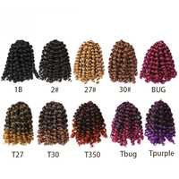 Capelli Sintetici Tinti All'Ingrosso per Crochet, Ricci a Bacchetta da 8 Pollici per Donna, Treccine Corte Ricci Pre-annodate, Modellabili con Acqua Calda
