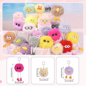 24 Pcs Eco-Friendly Plush Keychain Cute and Cuddly Heart-shaped Artificial Rabbit Fur for Girls Bag Accessories