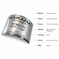 Étiquettes autocollantes de luxe imperméables et résistantes aux UV pour parfums - Badge métallique en aluminium de forme personnalisée pour bouteilles en verre