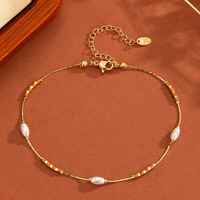 Bracelet tendance réglable en acier inoxydable plaqué or 18 carats PVD avec perles pour femme, bijou de poignet minimaliste empilable