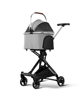 Promotion : Poussette pour <span class=keywords><strong>chien</strong></span> <span class=keywords><strong>de</strong></span> voyage d'extérieur Mamago S700 <span class=keywords><strong>en</strong></span> tissu Oxford gris, chariot portable 4 roues <span class=keywords><strong>en</strong></span> alliage d'aluminium, séparable, direct usine - Product Image 2