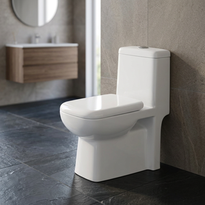 WC monobloc compact en céramique à siphon, à poser au sol, pour petite salle de bain - Product Image 1