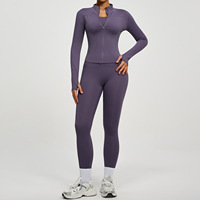 Ensemble de yoga taille haute rehausseur de silhouette en Spandex/Polyester, très élastique, respirant, infroissable et uni, pour le sport