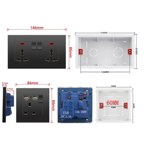 Presa Elettrica a Muro Standard UK Nera, Singola o Doppia, 13A, con Presa USB Tipo-C per Ricarica Rapida Universale - Product Image 2