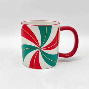 Supporto per <span class=keywords><strong>Torta</strong></span> Natalizio in Ceramica, Espositore per Dessert con Design a Spirale di <span class=keywords><strong>Caramelle</strong></span> alla Menta, Bordo Rosso per Esposizione Festiva - Product Image 5