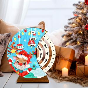 Thème de Noël créatif Diy Round Drills Diamond Art 3D Fun Calendar on Table - Product Image 6