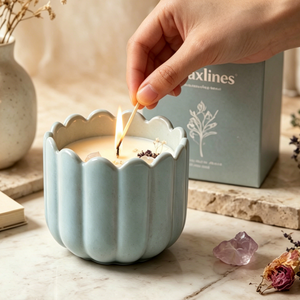 Bougie en pot en céramique personnalisée Relaxlines, bougies parfumées en cire de soja faites à la main, de différentes tailles et couleurs - Product Image 5