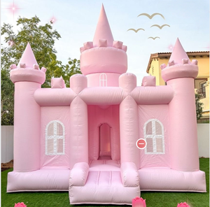 Château gonflable rose pour filles, idéal pour les anniversaires <span class=keywords><strong>et</strong></span> les mariages, avec toboggans <span class=keywords><strong>et</strong></span> structure de saut, parfait pour les écoles <span class=keywords><strong>et</strong></span> les événements. - Product Image 4
