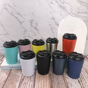Gobelet isotherme créatif en acier inoxydable 12oz, tasse droite de voyage, couleur unie avec échelle graduée pour café, directement de l'usine - Product Image 2