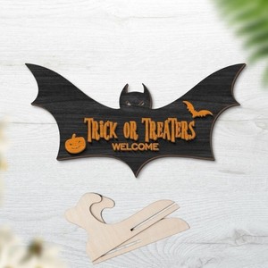 UIONEN Adornos Clásicos Personalizados de Madera para Halloween, Decoraciones para el Hogar, Letreros Decorativos de Escritorio - Product Image 5