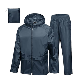 Traje Impermeable Reflectante Azul Marino de Poliéster OEM de Fábrica, Chaqueta de <span class=keywords><strong>Lluvia</strong></span> de Doble Capa de 2 Piezas para Motocicleta - Product Image 3