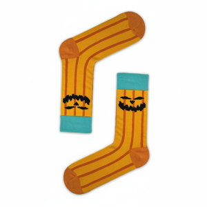 <b>Orange</b> Striped Pumpkin Pattern Nylon Halloween <b>Sock</b> Breathable Warm Knitted One Size Fits All-for Daily Use Winter Spring Summer - Product Image 2