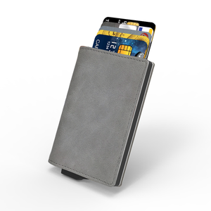 Cartera Delgada Mini RFID de Aluminio con Sistema Pop-up, Tarjetero de Cuero PU, Estuche Seguro para Tarjetas RFID - Product Image 5